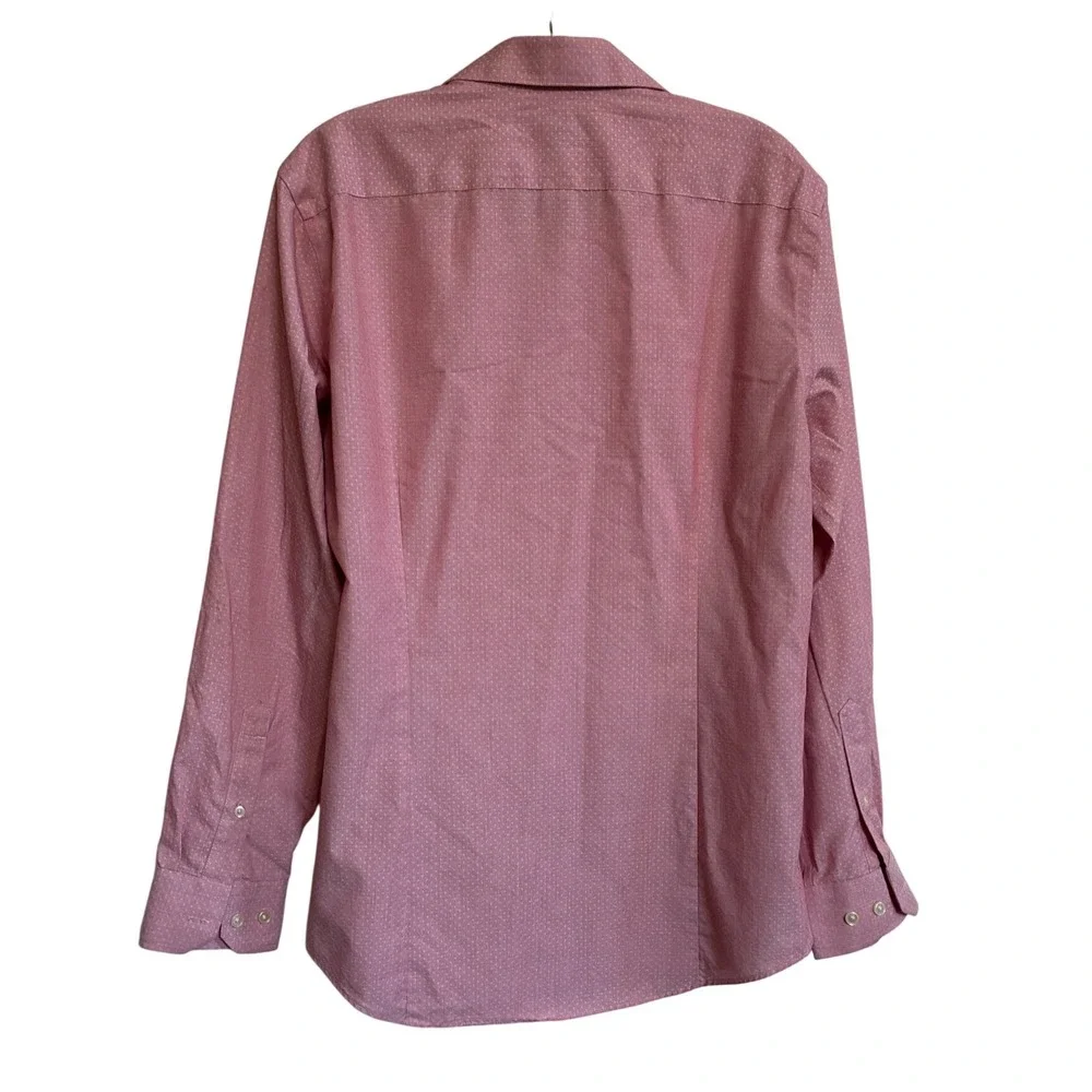 Banana Republic Mens M Pink Micro Dot Non Iron Slim Fit Button Down Shirt